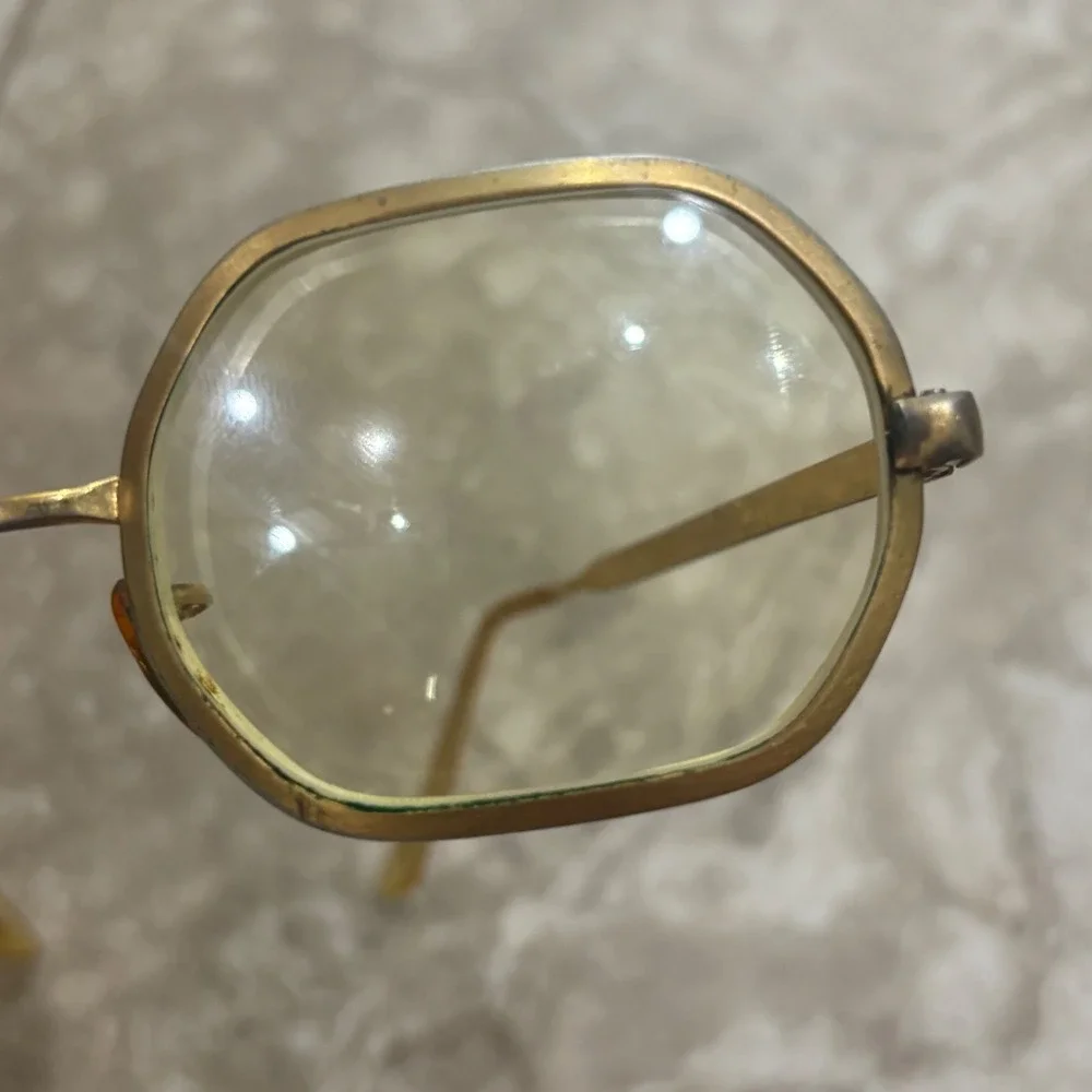 Vintage Hexagonal Gold Geometric Eyeglasses M/C 5 1/4 USA Retro Frames